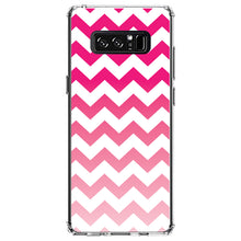 DistinctInk® Clear Shockproof Hybrid Case for Apple iPhone / Samsung Galaxy / Google Pixel - White Pink Fade Ombré Chevron Stripes