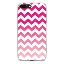 DistinctInk® Clear Shockproof Hybrid Case for Apple iPhone / Samsung Galaxy / Google Pixel - White Pink Fade Ombré Chevron Stripes
