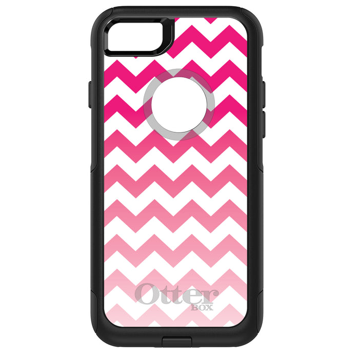 DistinctInk OtterBox Commuter Series Case for Apple iPhone or Samsung Galaxy - White Pink Fade Chevron Stripes
