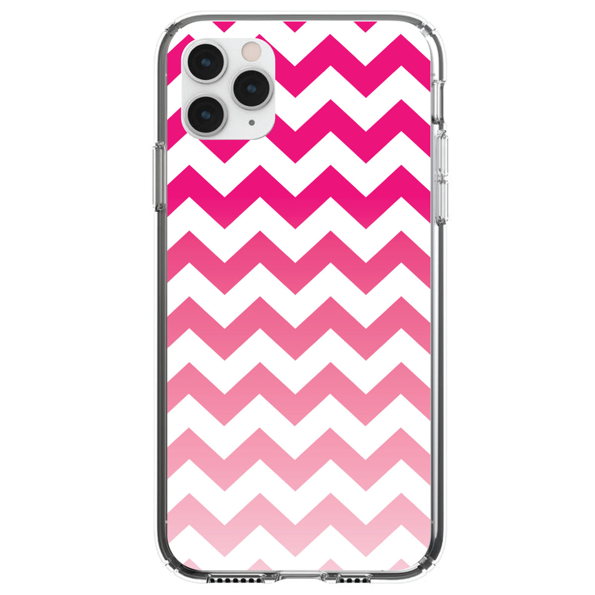 White Pink Fade Ombré Chevron Stripes Clear Shockproof iPhone Case
