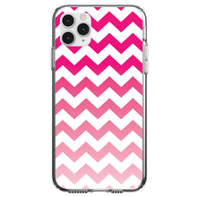 DistinctInk® Clear Shockproof Hybrid Case for Apple iPhone / Samsung Galaxy / Google Pixel - White Pink Fade Ombré Chevron Stripes