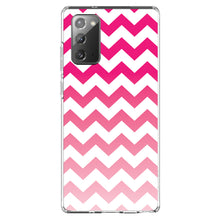 DistinctInk® Clear Shockproof Hybrid Case for Apple iPhone / Samsung Galaxy / Google Pixel - White Pink Fade Ombré Chevron Stripes