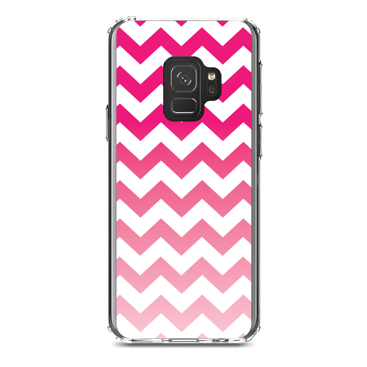White Pink Fade Ombré Chevron Stripes Clear Shockproof iPhone Case, view 19