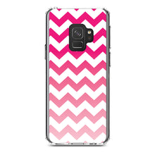 DistinctInk® Clear Shockproof Hybrid Case for Apple iPhone / Samsung Galaxy / Google Pixel - White Pink Fade Ombré Chevron Stripes