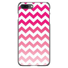 DistinctInk® Hard Plastic Snap-On Case for Apple iPhone or Samsung Galaxy - White Pink Fade Chevron Stripes