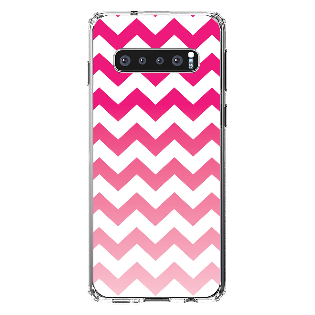 White Pink Fade Ombré Chevron Stripes Clear Shockproof iPhone Case, view 16
