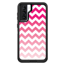 DistinctInk™ OtterBox Defender Series Case for Apple iPhone / Samsung Galaxy / Google Pixel - White Pink Fade Chevron Stripes