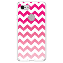 DistinctInk® Clear Shockproof Hybrid Case for Apple iPhone / Samsung Galaxy / Google Pixel - White Pink Fade Ombré Chevron Stripes