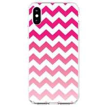 DistinctInk® Clear Shockproof Hybrid Case for Apple iPhone / Samsung Galaxy / Google Pixel - White Pink Fade Ombré Chevron Stripes