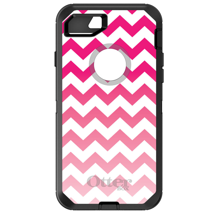DistinctInk™ OtterBox Defender Series Case for Apple iPhone / Samsung Galaxy / Google Pixel - White Pink Fade Chevron Stripes