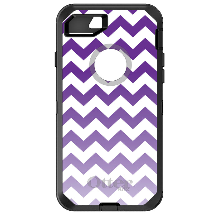 DistinctInk™ OtterBox Defender Series Case for Apple iPhone / Samsung Galaxy / Google Pixel - White Purple Fade Chevron Stripes