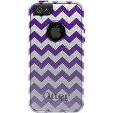 DistinctInk OtterBox Commuter Series Case for Apple iPhone or Samsung Galaxy - White Purple Fade Chevron Stripes