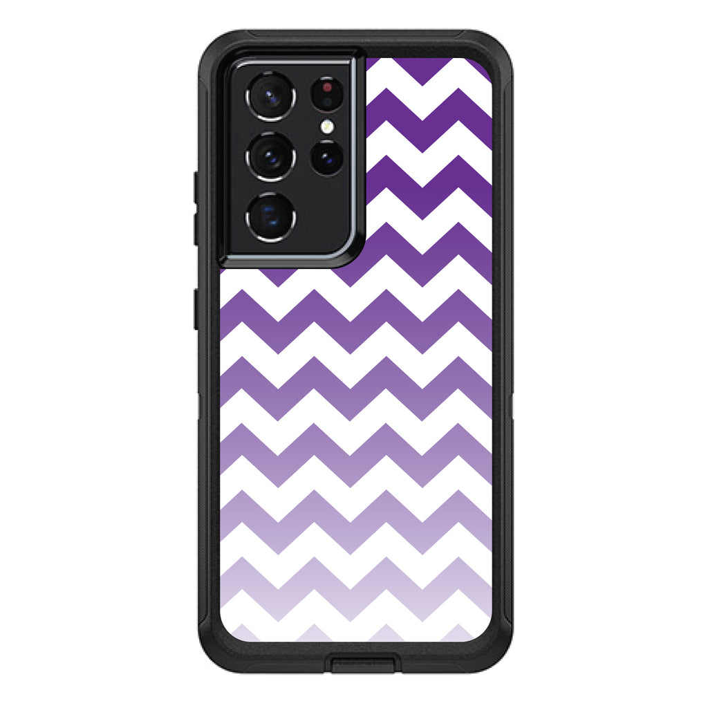 White Purple Fade Chevron Stripes OtterBox Defender Case for iPhone & Galaxy, view 7
