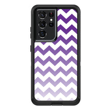 DistinctInk™ OtterBox Defender Series Case for Apple iPhone / Samsung Galaxy / Google Pixel - White Purple Fade Chevron Stripes