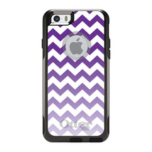 DistinctInk OtterBox Commuter Series Case for Apple iPhone or Samsung Galaxy - White Purple Fade Chevron Stripes