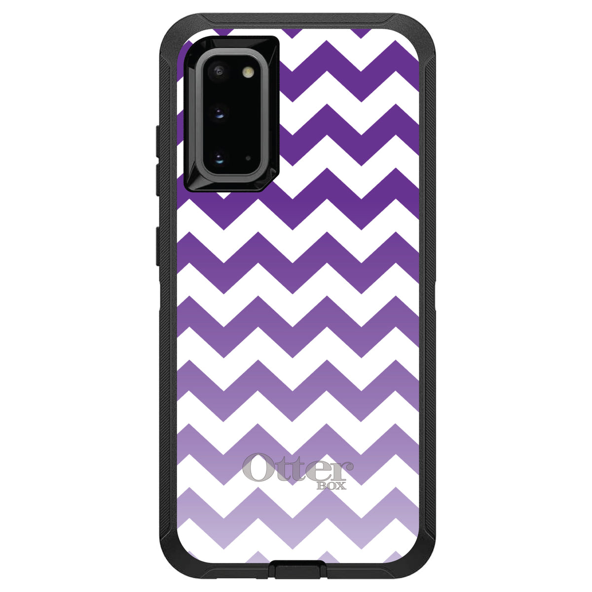 White Purple Fade Chevron Stripes OtterBox Defender Case for iPhone & Galaxy, view 8