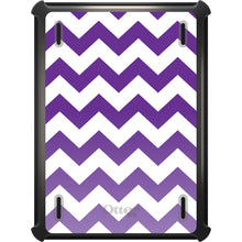 DistinctInk™ OtterBox Defender Series Case for Apple iPad / iPad Pro / iPad Air / iPad Mini - White Purple Fade Chevron Stripes