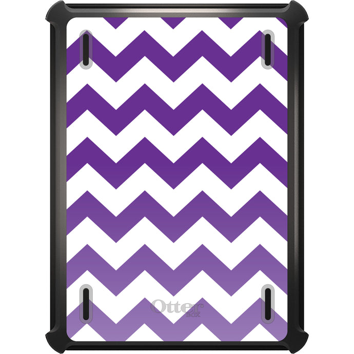 DistinctInk™ OtterBox Defender Series Case for Apple iPad / iPad Pro / iPad Air / iPad Mini - White Purple Fade Chevron Stripes