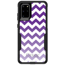 DistinctInk OtterBox Commuter Series Case for Apple iPhone or Samsung Galaxy - White Purple Fade Chevron Stripes