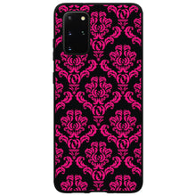 DistinctInk® Hard Plastic Snap-On Case for Apple iPhone or Samsung Galaxy - Black Hot Pink Damask Pattern