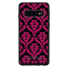 DistinctInk™ OtterBox Symmetry Series Case for Apple iPhone / Samsung Galaxy / Google Pixel - Black Hot Pink Damask Pattern
