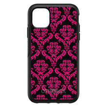 DistinctInk™ OtterBox Symmetry Series Case for Apple iPhone / Samsung Galaxy / Google Pixel - Black Hot Pink Damask Pattern