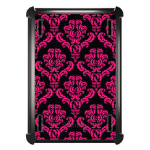 DistinctInk™ OtterBox Defender Series Case for Apple iPad / iPad Pro / iPad Air / iPad Mini - Black Hot Pink Damask Pattern