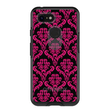 DistinctInk™ OtterBox Symmetry Series Case for Apple iPhone / Samsung Galaxy / Google Pixel - Black Hot Pink Damask Pattern