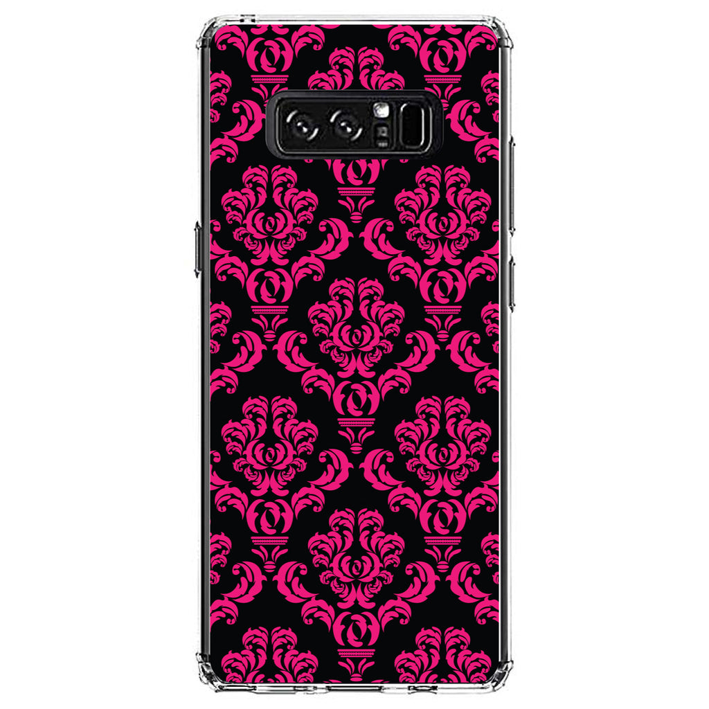 Black Hot Pink Damask Pattern Clear Shockproof iPhone Case, view 12