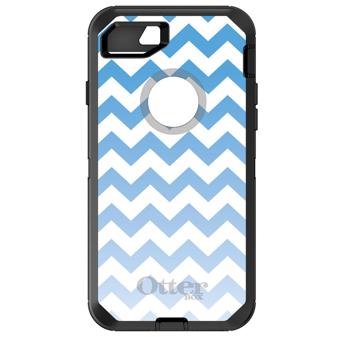 DistinctInk™ OtterBox Defender Series Case for Apple iPhone / Samsung Galaxy / Google Pixel - White Blue Fade Chevron Stripes