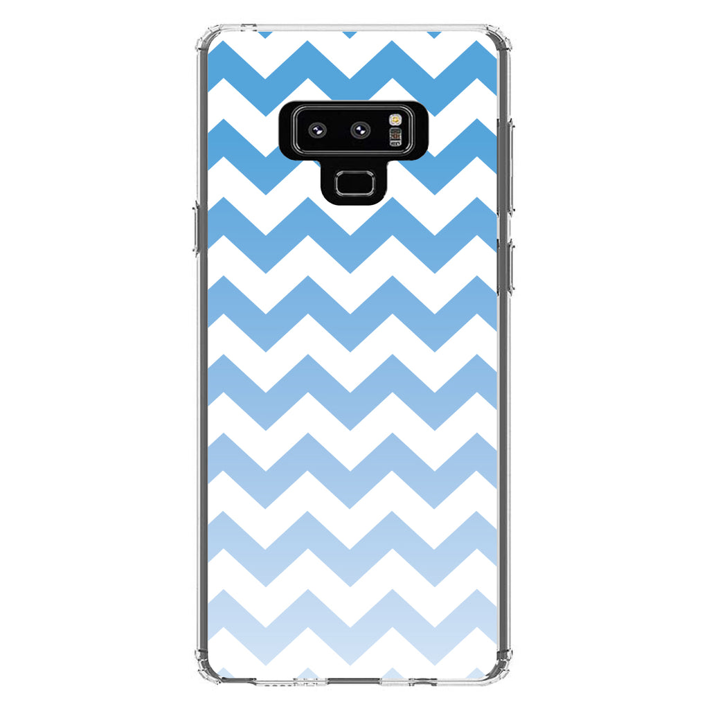 White Blue Fade Ombré Chevron Stripes Clear Shockproof iPhone Case, view 11