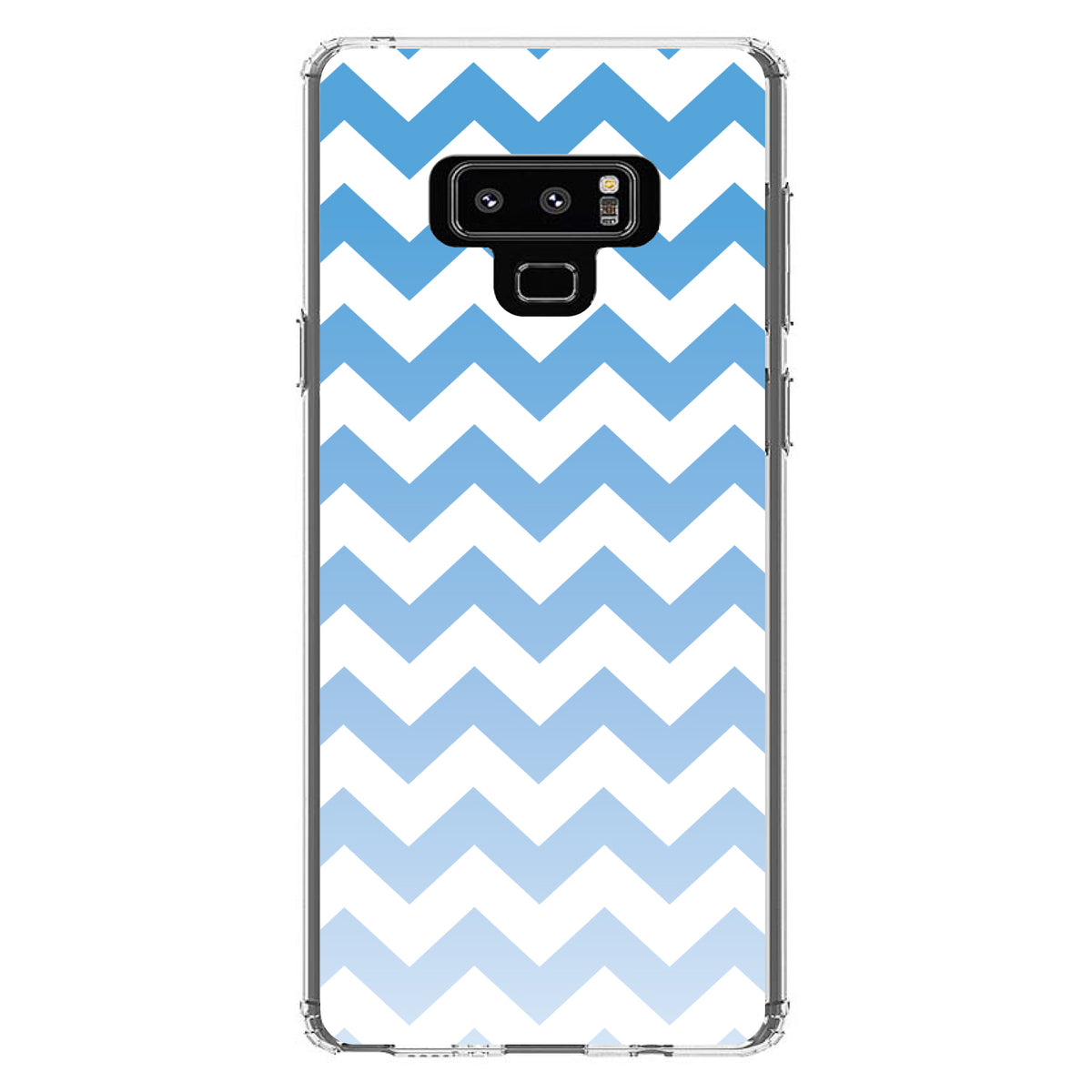 White Blue Fade Ombré Chevron Stripes Clear Shockproof iPhone Case, view 11
