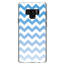 DistinctInk® Clear Shockproof Hybrid Case for Apple iPhone / Samsung Galaxy / Google Pixel - White Blue Fade Ombré Chevron Stripes