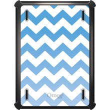 DistinctInk™ OtterBox Defender Series Case for Apple iPad / iPad Pro / iPad Air / iPad Mini - White Blue Fade Chevron Stripes