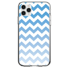 DistinctInk® Clear Shockproof Hybrid Case for Apple iPhone / Samsung Galaxy / Google Pixel - White Blue Fade Ombré Chevron Stripes