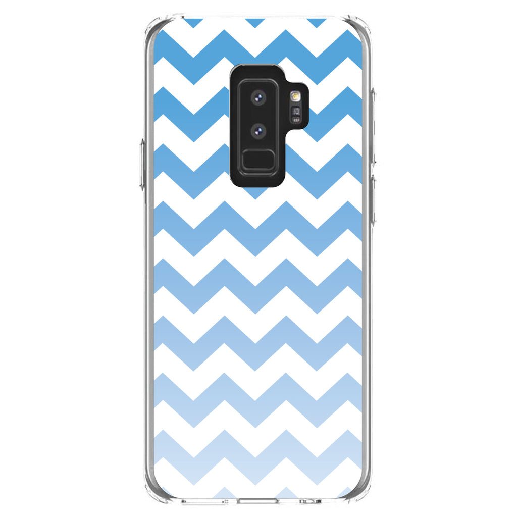 White Blue Fade Ombré Chevron Stripes Clear Shockproof iPhone Case, view 20
