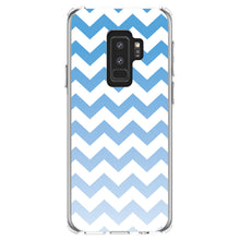 DistinctInk® Clear Shockproof Hybrid Case for Apple iPhone / Samsung Galaxy / Google Pixel - White Blue Fade Ombré Chevron Stripes