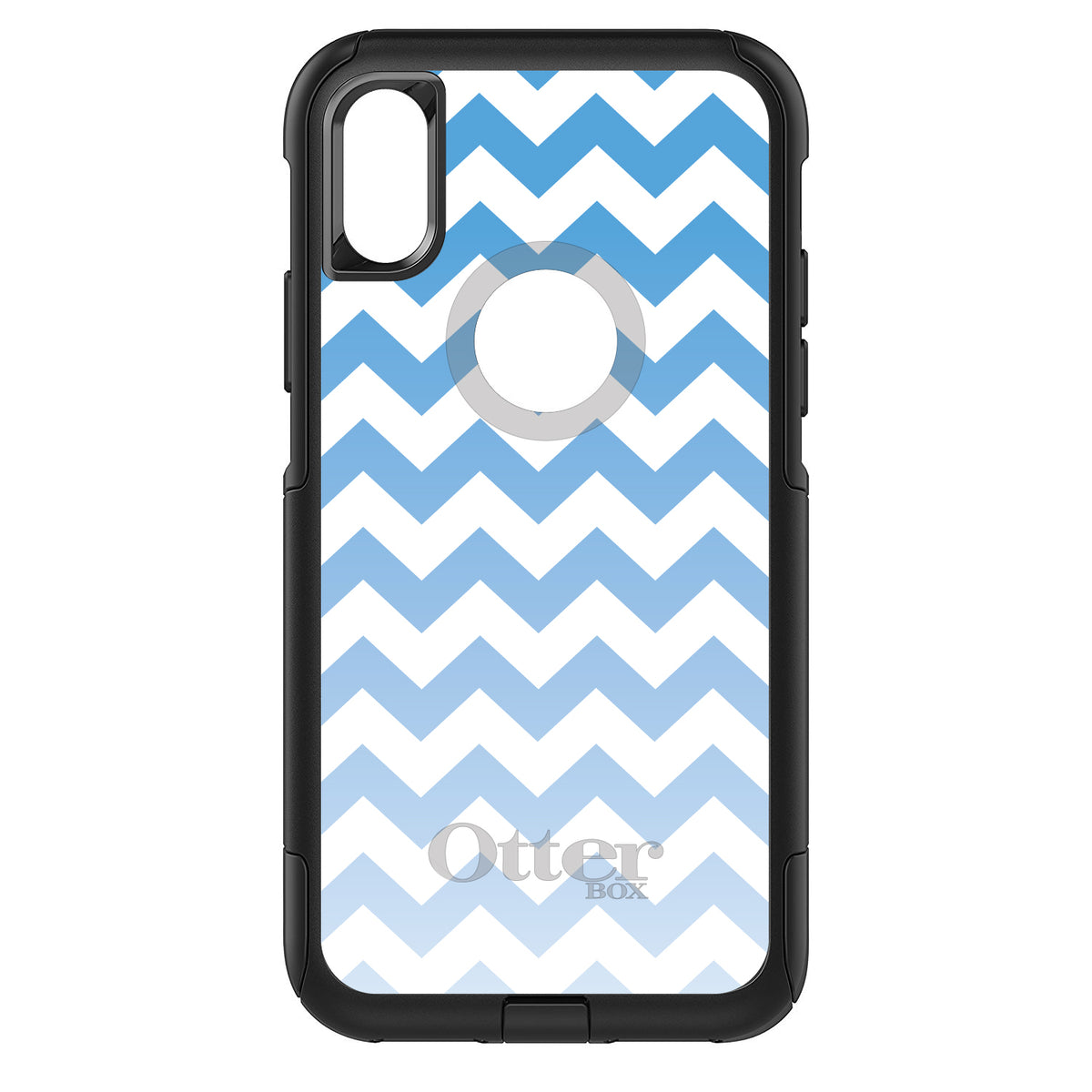 White Blue Fade Chevron Stripes OtterBox Commuter Case for iPhone & Galaxy, view 3