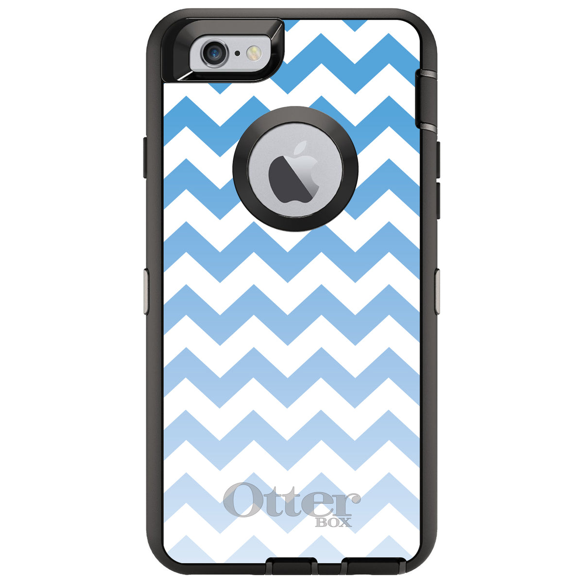 White Blue Fade Chevron Stripes OtterBox Defender Case for iPhone & Galaxy, view 4