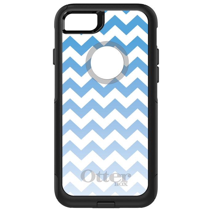 DistinctInk OtterBox Commuter Series Case for Apple iPhone or Samsung Galaxy - White Blue Fade Chevron Stripes