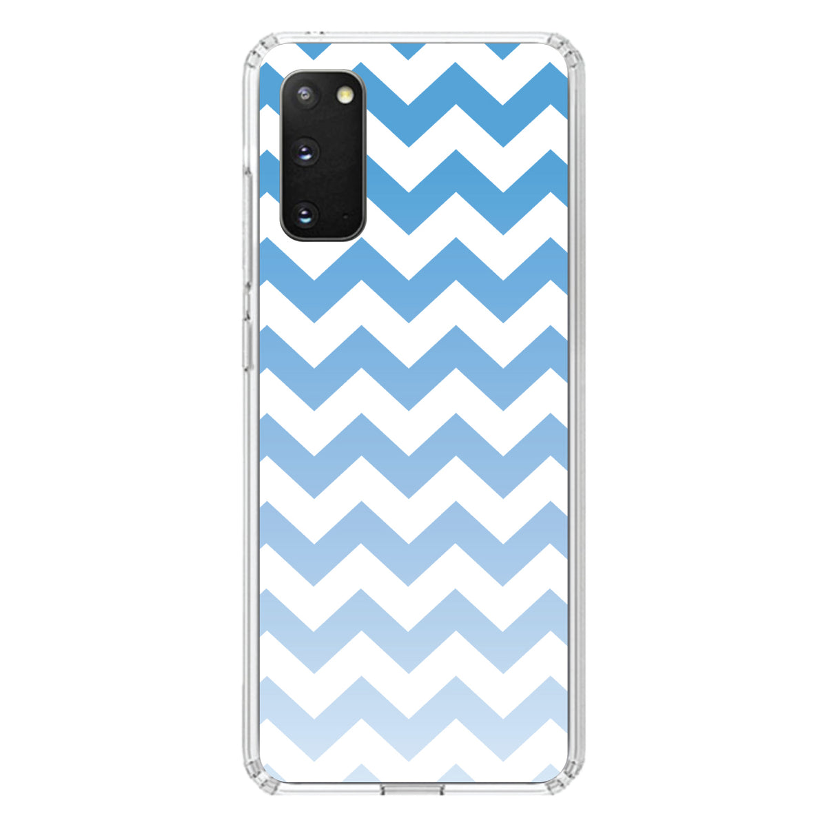 White Blue Fade Ombré Chevron Stripes Clear Shockproof iPhone Case, view 15