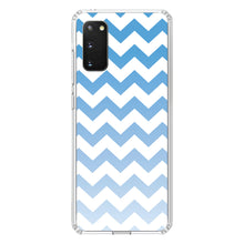 DistinctInk® Clear Shockproof Hybrid Case for Apple iPhone / Samsung Galaxy / Google Pixel - White Blue Fade Ombré Chevron Stripes