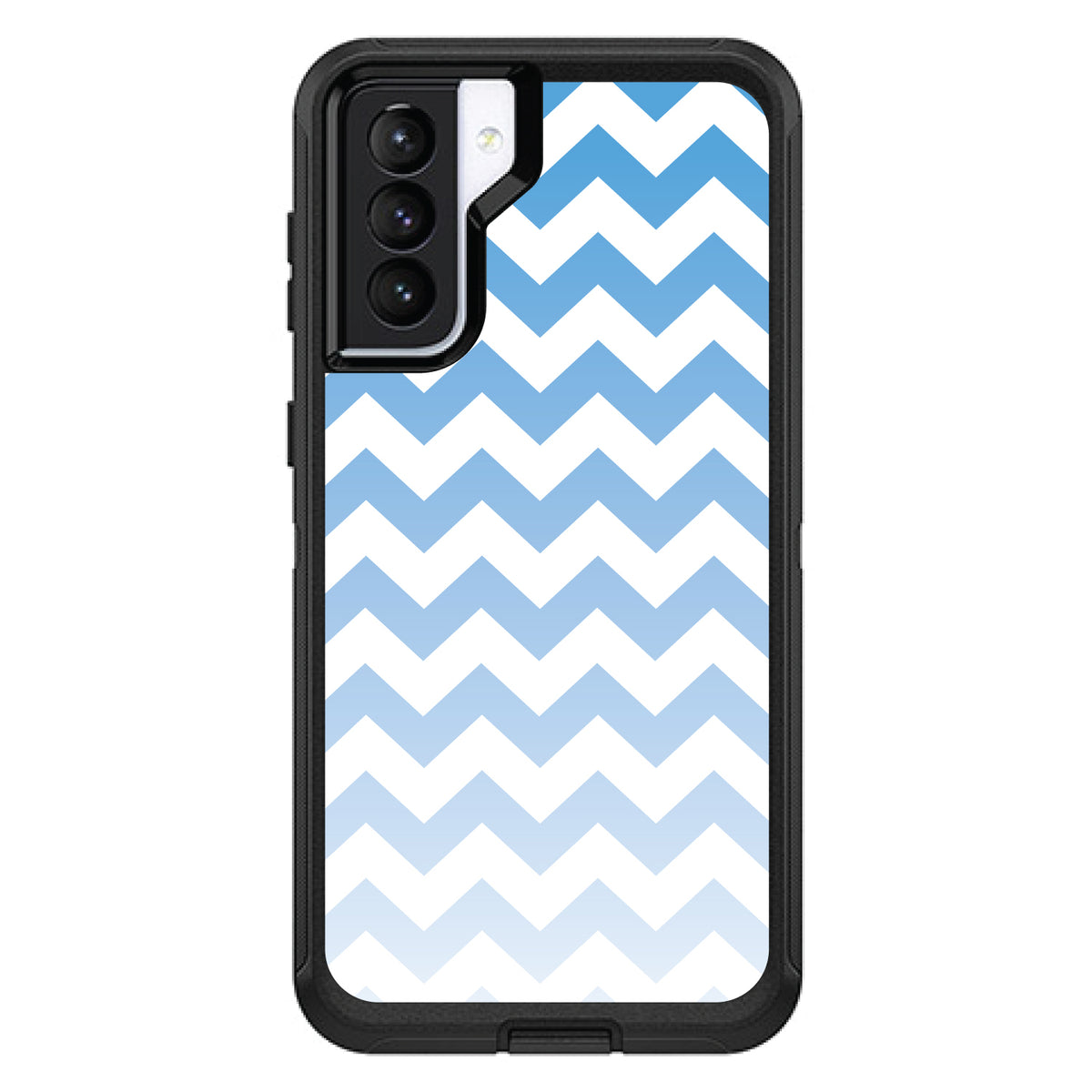 White Blue Fade Chevron Stripes OtterBox Defender Case for iPhone & Galaxy, view 6