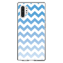 DistinctInk® Clear Shockproof Hybrid Case for Apple iPhone / Samsung Galaxy / Google Pixel - White Blue Fade Ombré Chevron Stripes