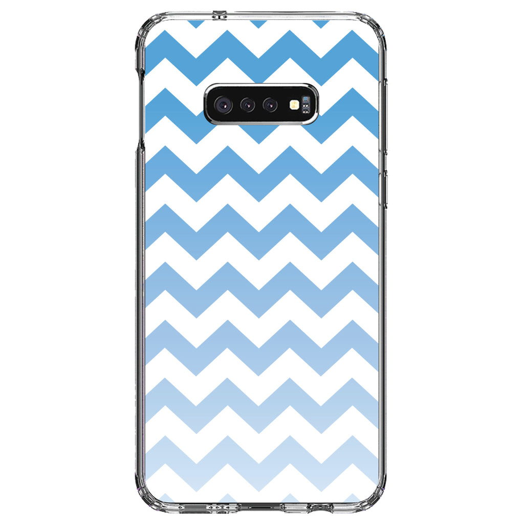 White Blue Fade Ombré Chevron Stripes Clear Shockproof iPhone Case, view 18