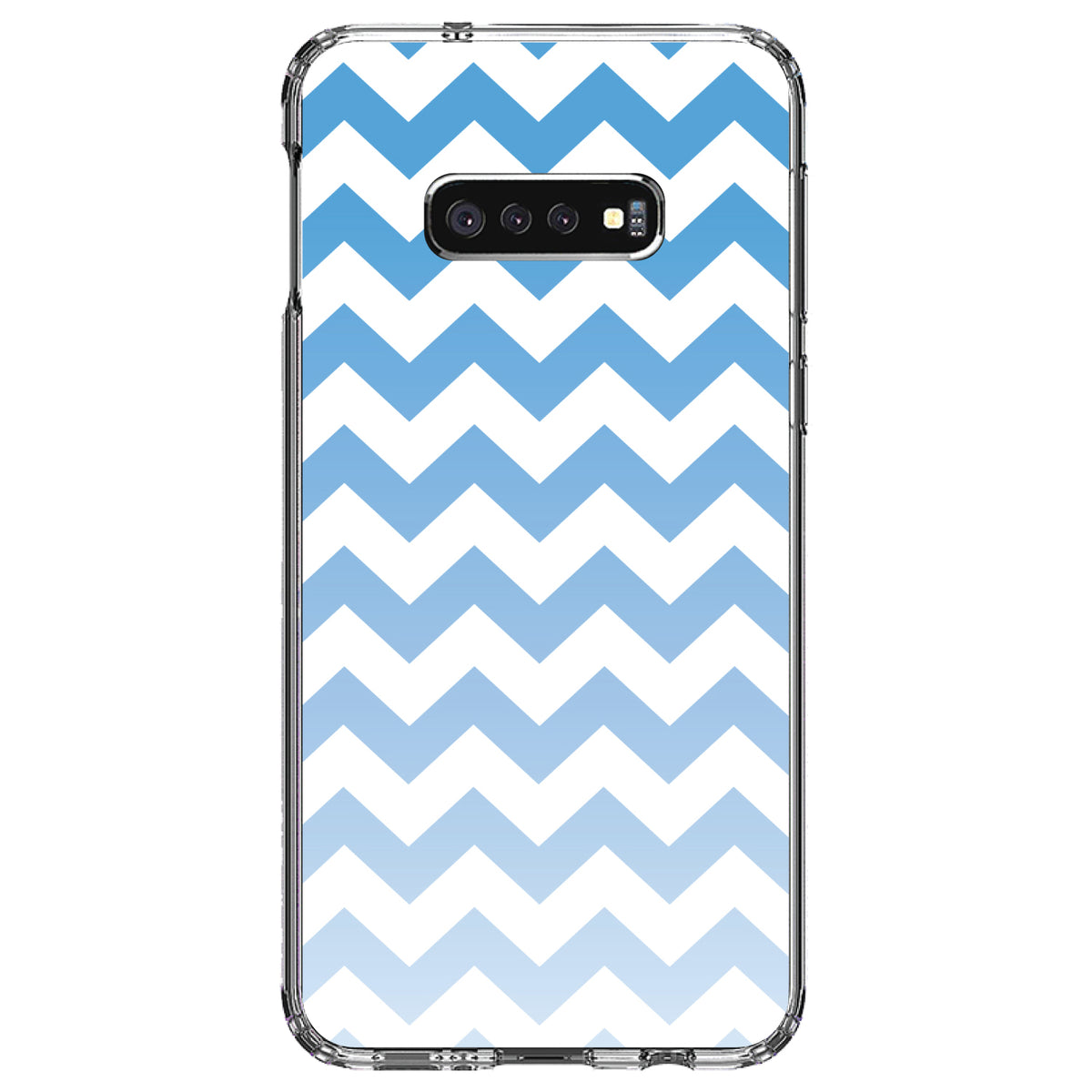 White Blue Fade Ombré Chevron Stripes Clear Shockproof iPhone Case, view 18