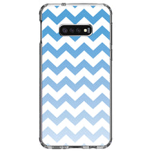 DistinctInk® Clear Shockproof Hybrid Case for Apple iPhone / Samsung Galaxy / Google Pixel - White Blue Fade Ombré Chevron Stripes