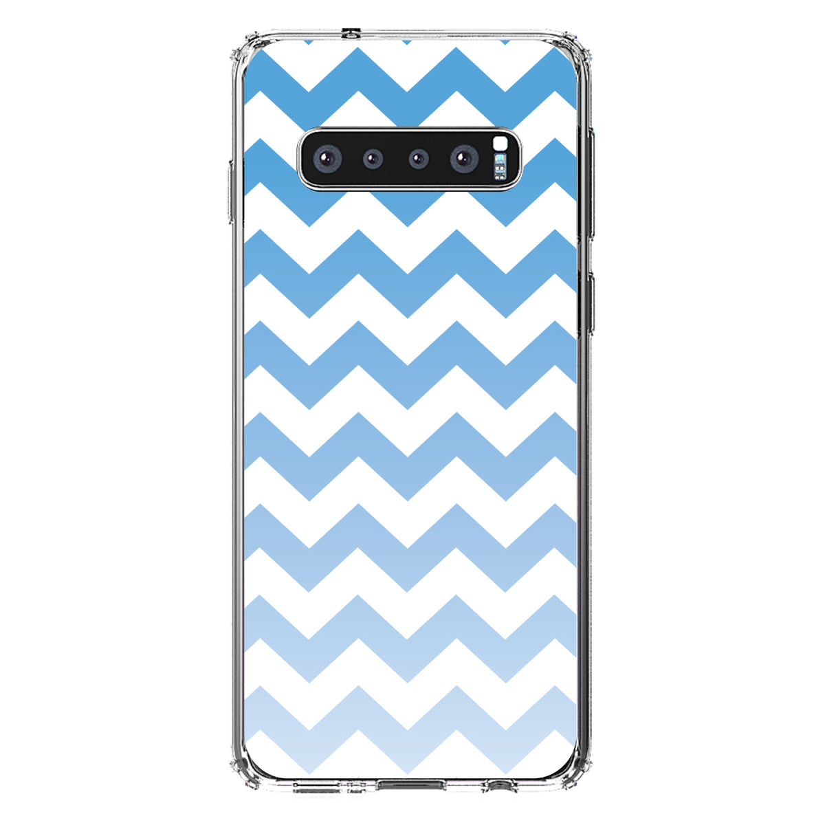 White Blue Fade Ombré Chevron Stripes Clear Shockproof iPhone Case, view 17
