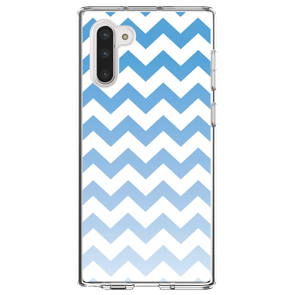 White Blue Fade Ombré Chevron Stripes Clear Shockproof iPhone Case, view 9