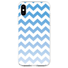 DistinctInk® Clear Shockproof Hybrid Case for Apple iPhone / Samsung Galaxy / Google Pixel - White Blue Fade Ombré Chevron Stripes